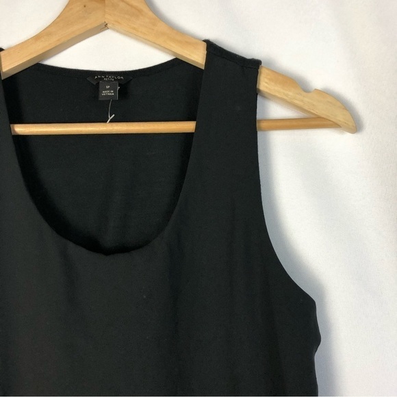 Ann Taylor Petite Black Mixed Media Scoop Neck Tank Top SP - Picture 3 of 3